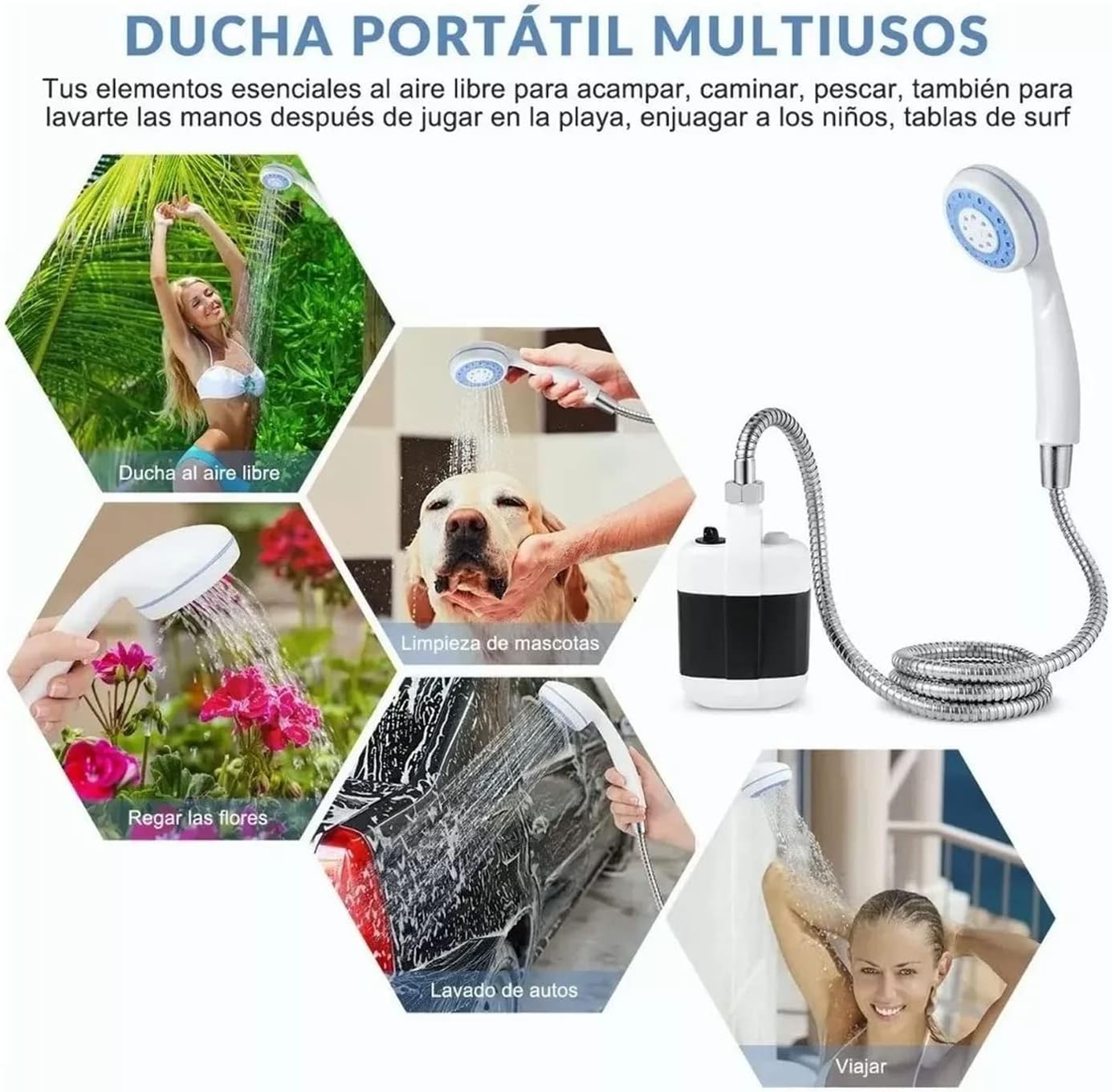 Doccia Portatile Ricaricabile USB
Ideale per Campeggio e Viaggi
Facile da Trasportare e Utilizzare
Batteria Ricaricabile a Lunga Durata
Comfort Ovunque Tu Sia.